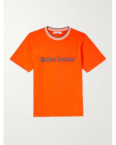 Wales Bonner Logo-appliquéd Organic Cotton-jersey T-shirt - Orange