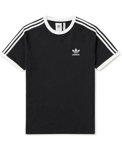 adidas Originals Striped Logo-embroidered Cotton-jersey T-shirt - Black