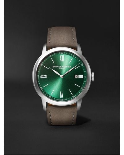 Baume & Mercier Classima 42mm Stainless Steel And Nubuck Watch - Green
