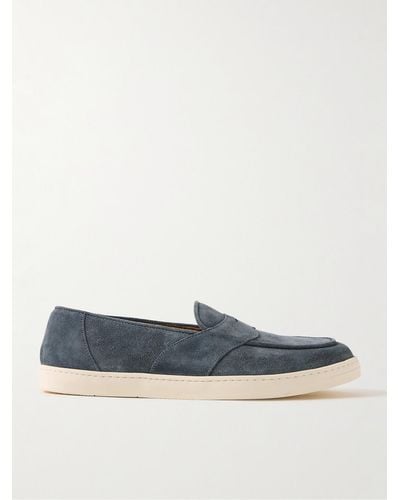 George Cleverley Joey Suede Penny Loafers - Blue