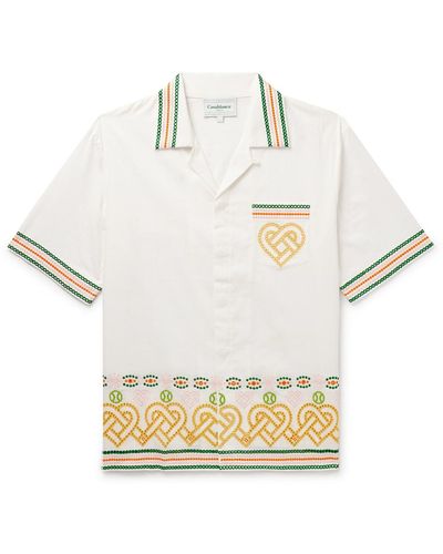 Casablanca Convertible-collar Broderie Anglaise Cotton Shirt - Natural