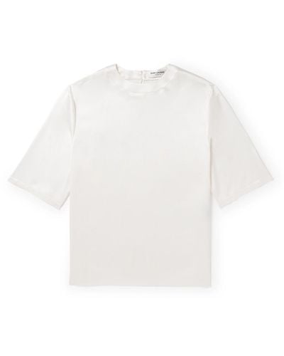 Saint Laurent Silk-satin T-shirt - White