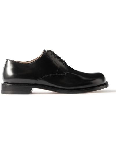 Loewe Terra Glossed-leather Derby Shoes - Black