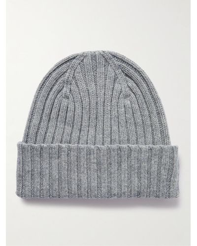 MR P. Cairn Ribbed Cashmere Beanie - Grey