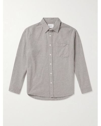 NN07 Deon 5270 Houndstooth Cotton-flannel Shirt - Grey