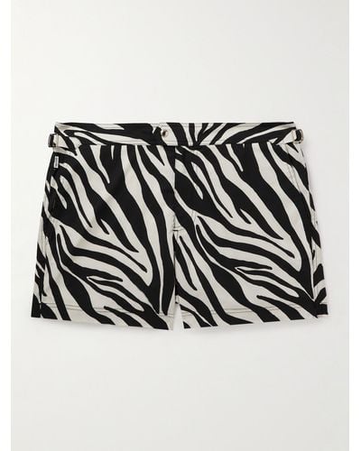 Tom Ford Slim-fit Short-length Zeba-print Swim Shorts - Black