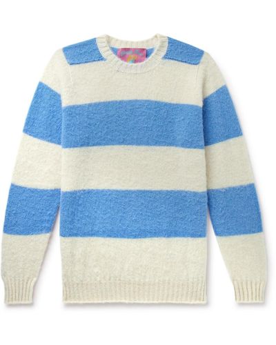 Howlin' Shaggy Bear Striped Brushed-wool Sweater - Blue