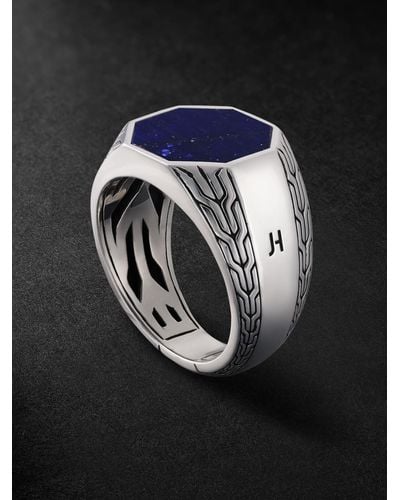 John Hardy Sterling Silver Lapis Lazuli Signet Ring - Black