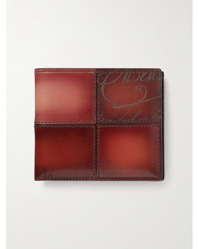 Berluti Makore Neo Scritto Panelled Venezia Leather Billfold Wallet - Red