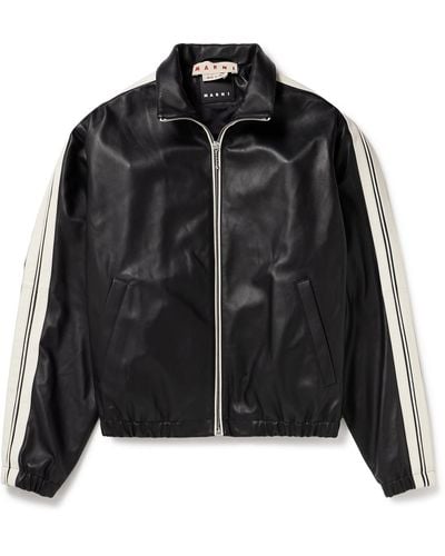 Marni Striped Nappa Leather Track Jacket - Black