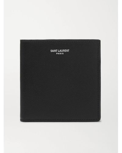 Saint Laurent Logo-print Pebble-grain Leather Billfold Wallet - Black