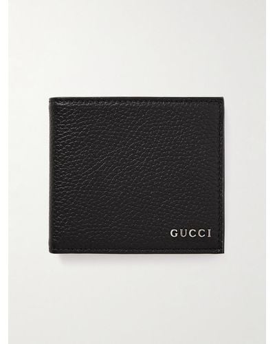 Gucci Aufklappbares Portemonnaie aus vollnarbigem Leder mit Logo - Schwarz