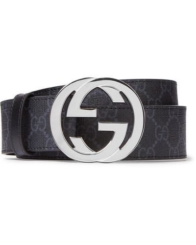 Gucci 4cm Monogrammed Coated-canvas Belt - Black