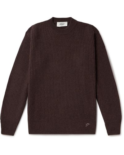 Valstar Logo-embroidered Ribbed Cashmere Sweater - Brown