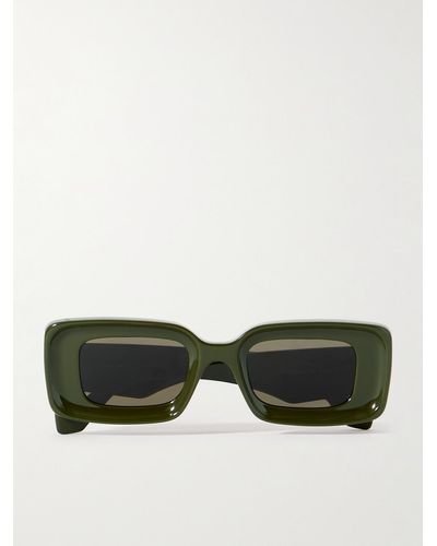 Loewe Occhiali da sole in acetato con montatura rettangolare Anagram - Verde