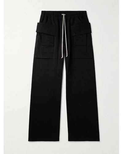 Rick Owens Creatch Wide-leg Cotton-twill Drawstring Cargo Trousers - Black