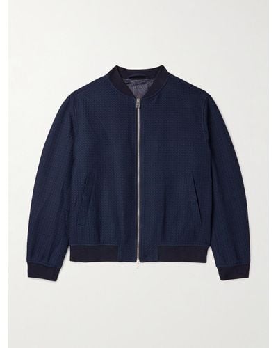 Etro Jacquard-knit Cotton Bomber Jacket - Blue