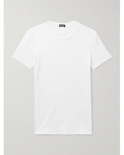 Zegna T-Shirt aus Stretch-Baumwoll-Jersey - Weiß