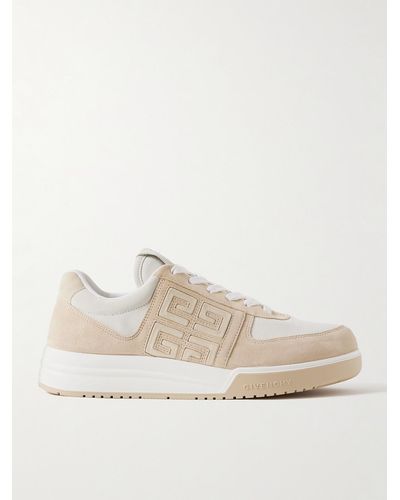 Givenchy G4 Logo-embossed Suede Trainers - Natural