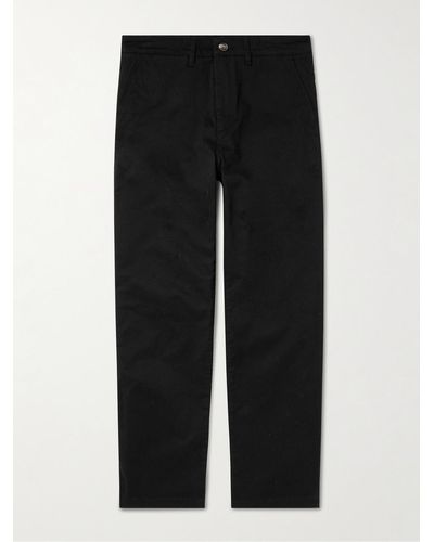 Saturdays NYC Ross Straight-leg Brushed Cotton-blend Twill Trousers - Black