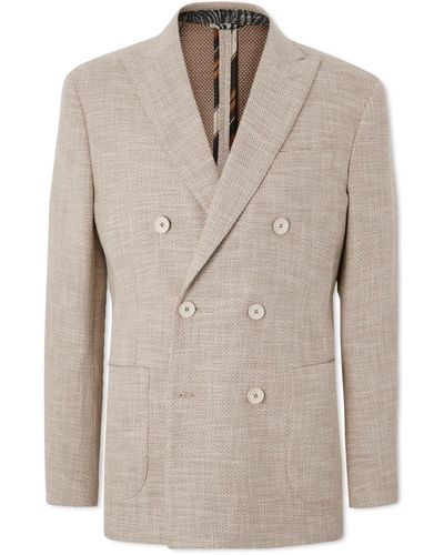Etro Double-breasted Cotton-blend Blazer - Natural