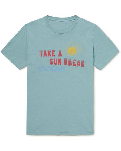 Hartford Sun Break Printed Cotton-jersey T-shirt - Blue
