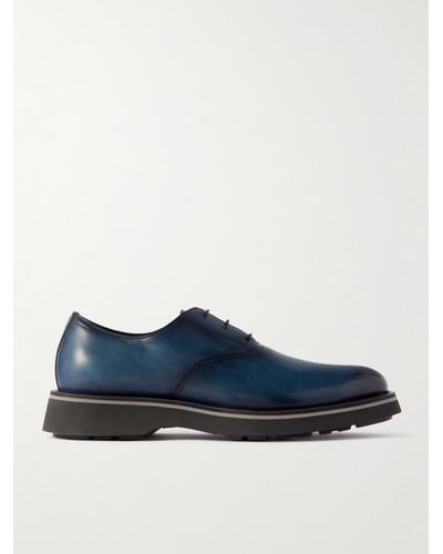 Berluti Alessandro Venezia Leather Oxford Shoes - Blue