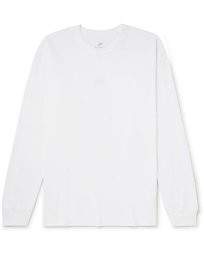 Nike Premium Essentials Logo-embroidered Cotton-jersey T-shirt - White