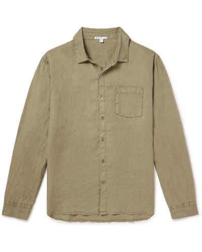 James Perse Garment-dyed Linen Shirt - Natural
