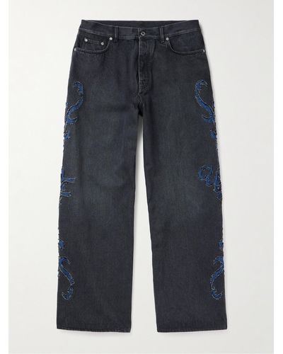 Off-White c/o Virgil Abloh Natlover gerade geschnittene Jeans mit Cut-outs - Blau