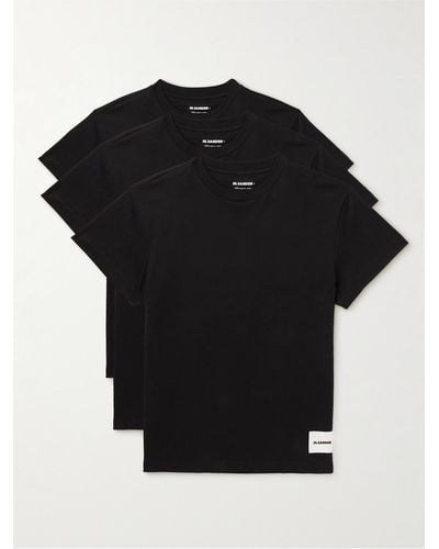 Jil Sander Set di tre T-shirt in jersey di cotone biologico - Nero