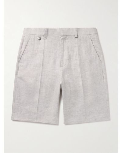 Agnona Straight-leg Linen-twill Bermuda Shorts - Grey