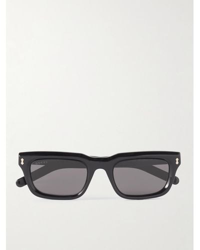 Gucci Sonnenbrille mit rechteckigem Rahmen aus Azetat - Grau