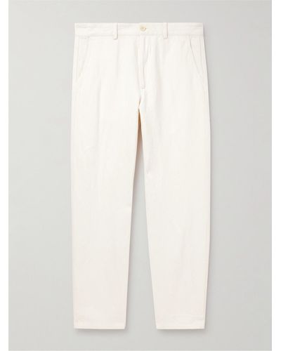Dries Van Noten Straight-leg Cotton And Linen-blend Twill Pants - White