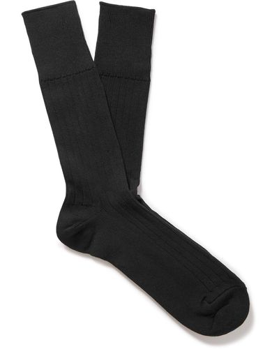 MR P. Ribbed Stretch Cotton-blend Socks - Black