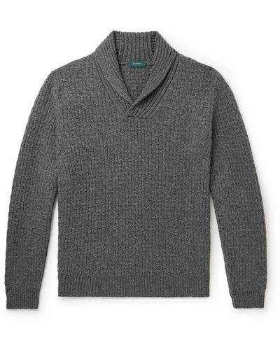 Incotex Zanone Slim-fit Shawl-collar Wool Sweater - Gray