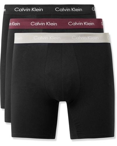 Calvin Klein Three-pack Stretch-cotton Boxer Briefs - Gray