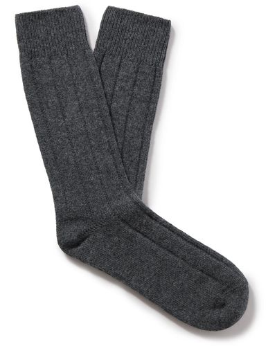 Anderson & Sheppard Ribbed-knit Socks - Gray