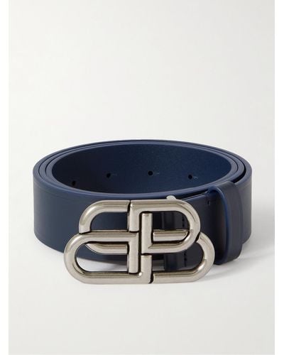 Balenciaga 3.5cm Logo-Embellished Leather Belt - Blau