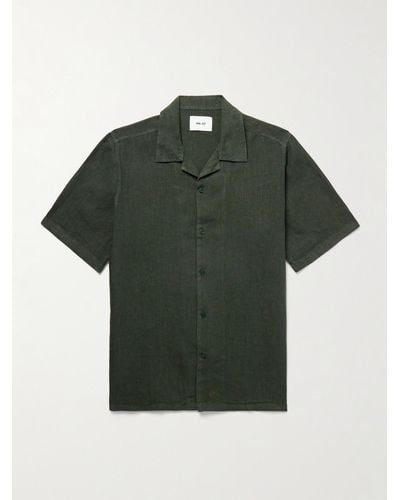 NN07 Julio 5706 Camp-collar Linen Shirt - Green