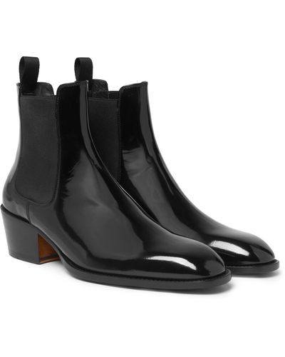 Tom Ford Webster Patent-leather Chelsea Boots - Black