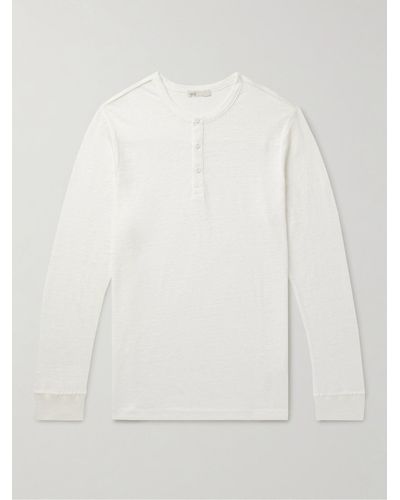 Onia Henley Shirt aus Leinen-Jersey - Weiß