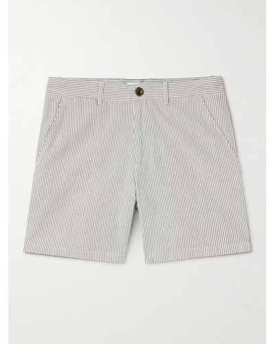 MR P. Slim-fit Straight-leg Striped Cotton Bermuda Shorts - Grey