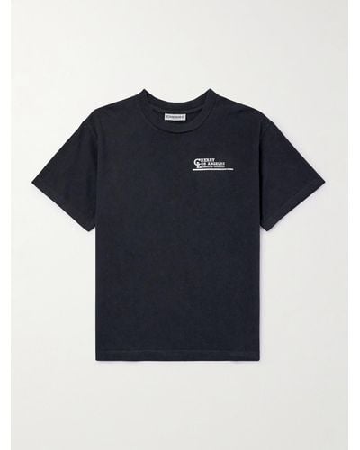 CHERRY LA T-shirt in jersey di cotone tinta in capo con logo American Outdoorsman - Blu