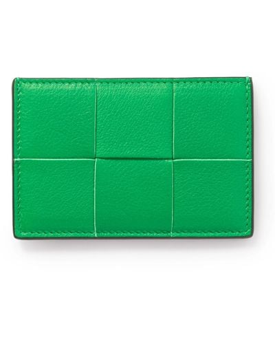 Bottega Veneta Cassette Intrecciato Full-grain Leather Cardholder - Green