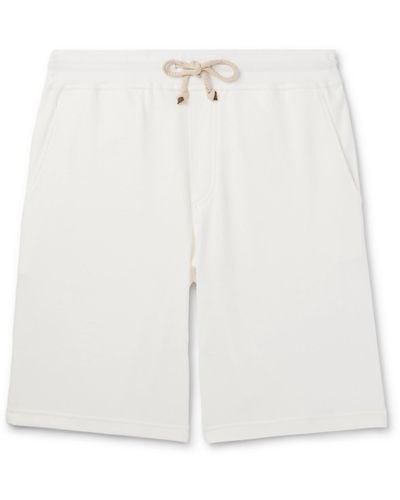 Brunello Cucinelli Straight-leg Cotton-blend Jersey Drawstring Shorts - White