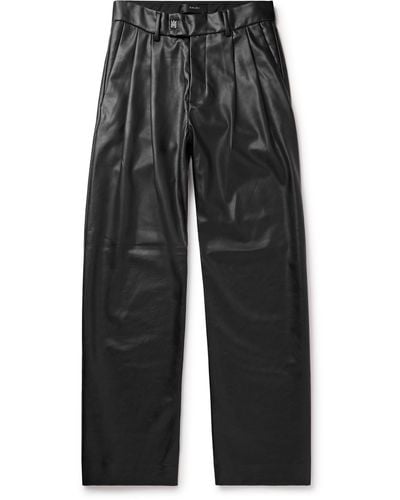 Amiri Straight-leg Pleated Faux Leather Pants - Black