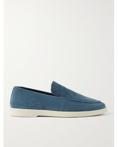 Frescobol Carioca Miguel Leather-trimmed Suede Loafers - Blue