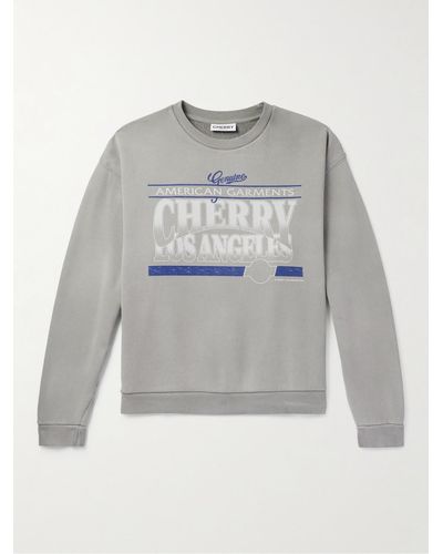 CHERRY LA American Garments Logo-print Cotton-jersey Sweatshirt - Grey