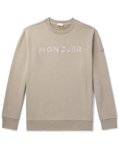 Moncler Logo-embroidered Cotton-jersey Sweatshirt - White